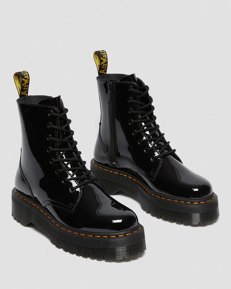 Men's Dr Martens Jadon Patent Leather Platform Boots Black | AU 556EBC